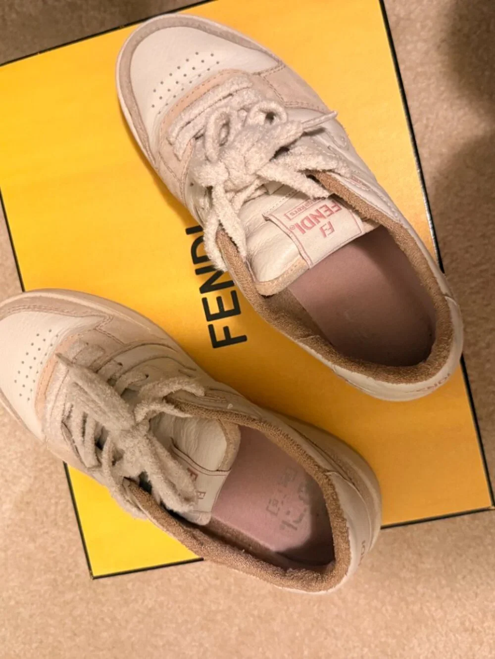 FENDI Match Low Top Sneakers Pink & Cream Suede Women's size:38